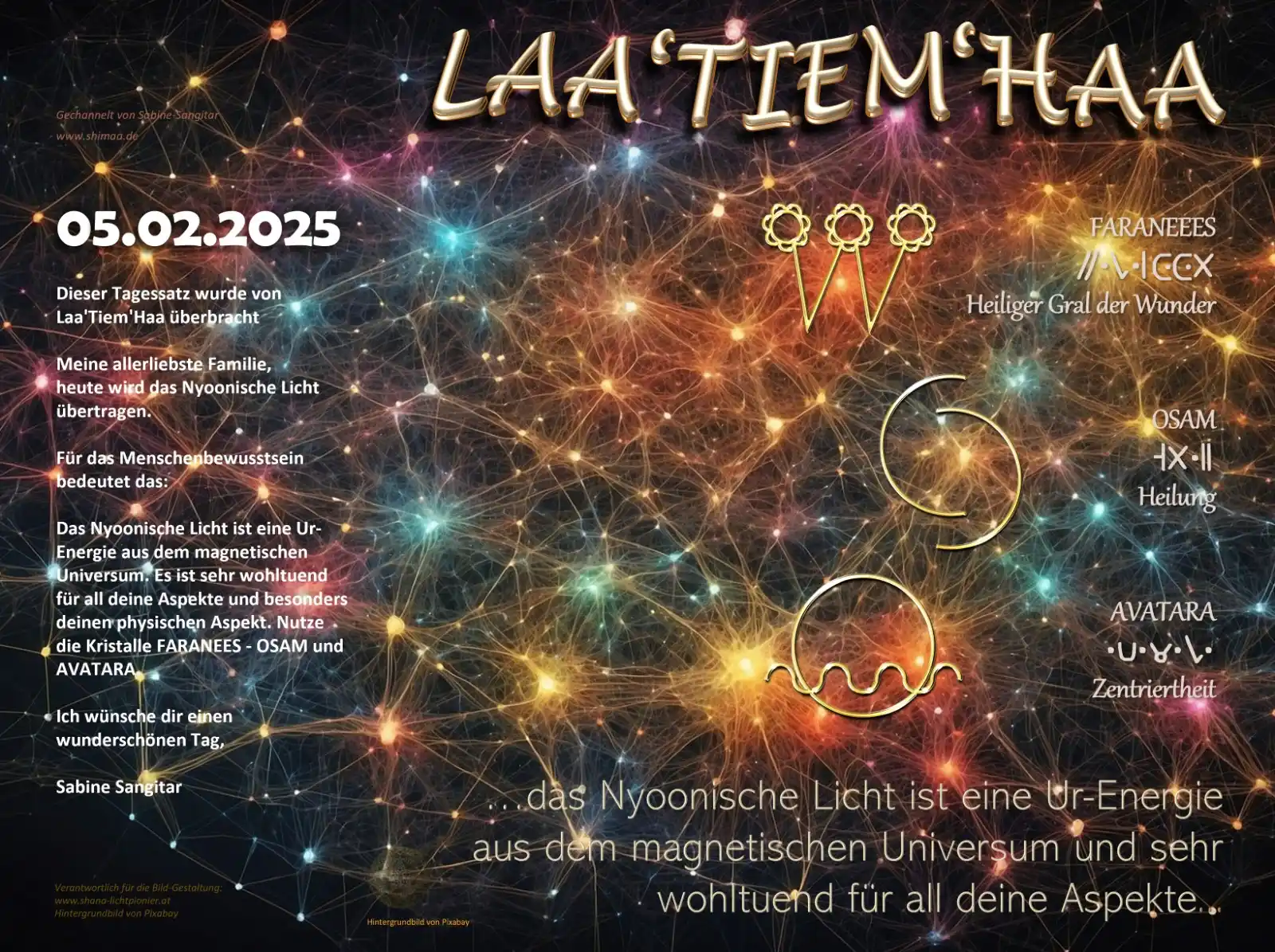 Golden-Blaue Botschaften/ shana-lichtpionier.at post