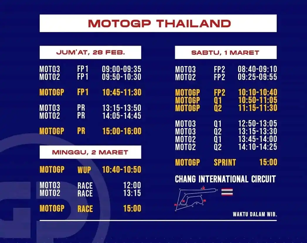 Image from ๐๐๐๐๐ ๐๐๐๐๐๐: JADWAL MOTOGP THAILAND ๐น๐ญ ๐
28 Feb - 02 Mar 2025 ๐ด Streaming Grat...