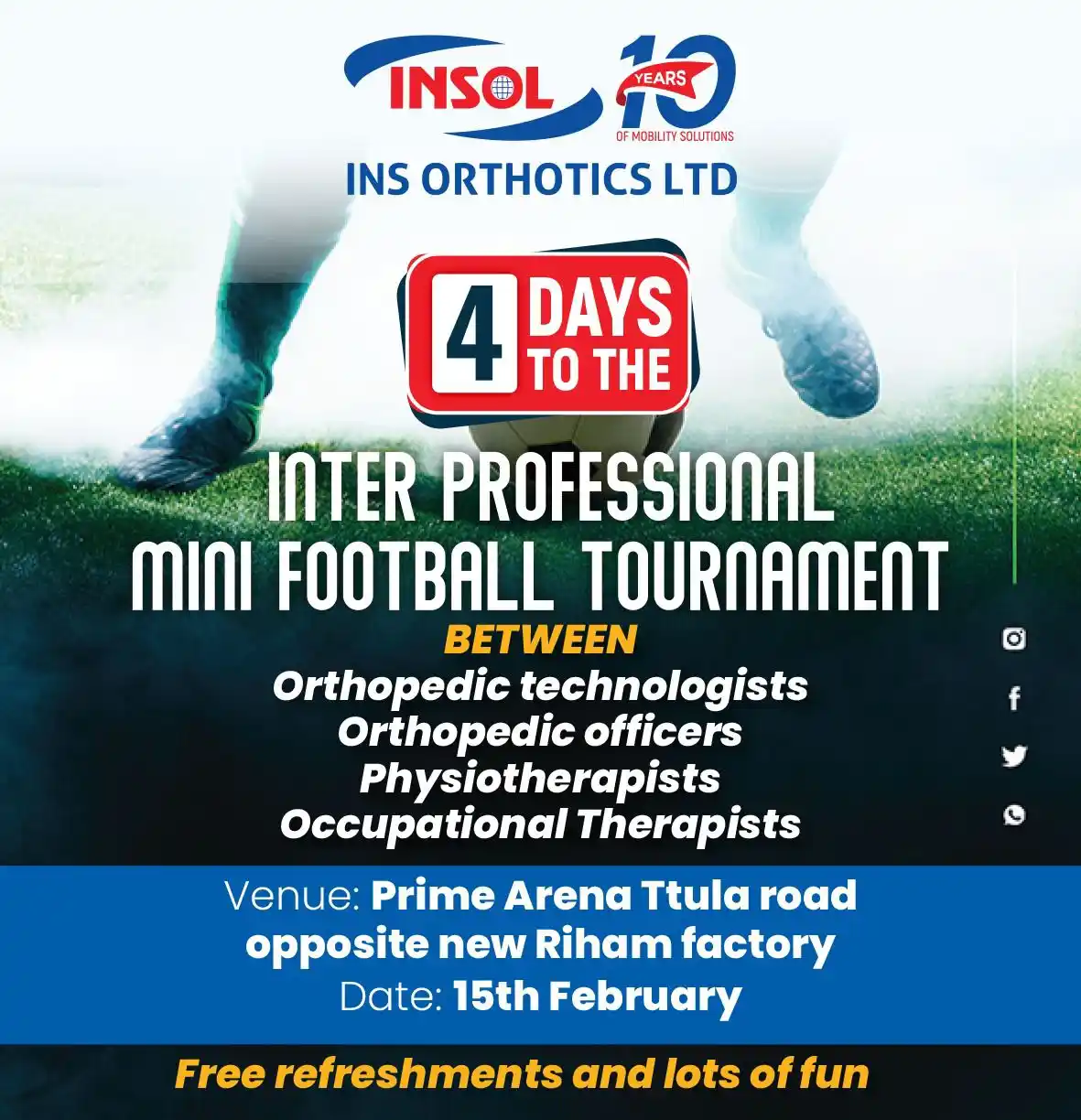 Image from INS ORTHOTICS LIMITED : 🚨 4 DAYS TO GO! 🚨 Join us for the Inter-Professional Mini Football ...