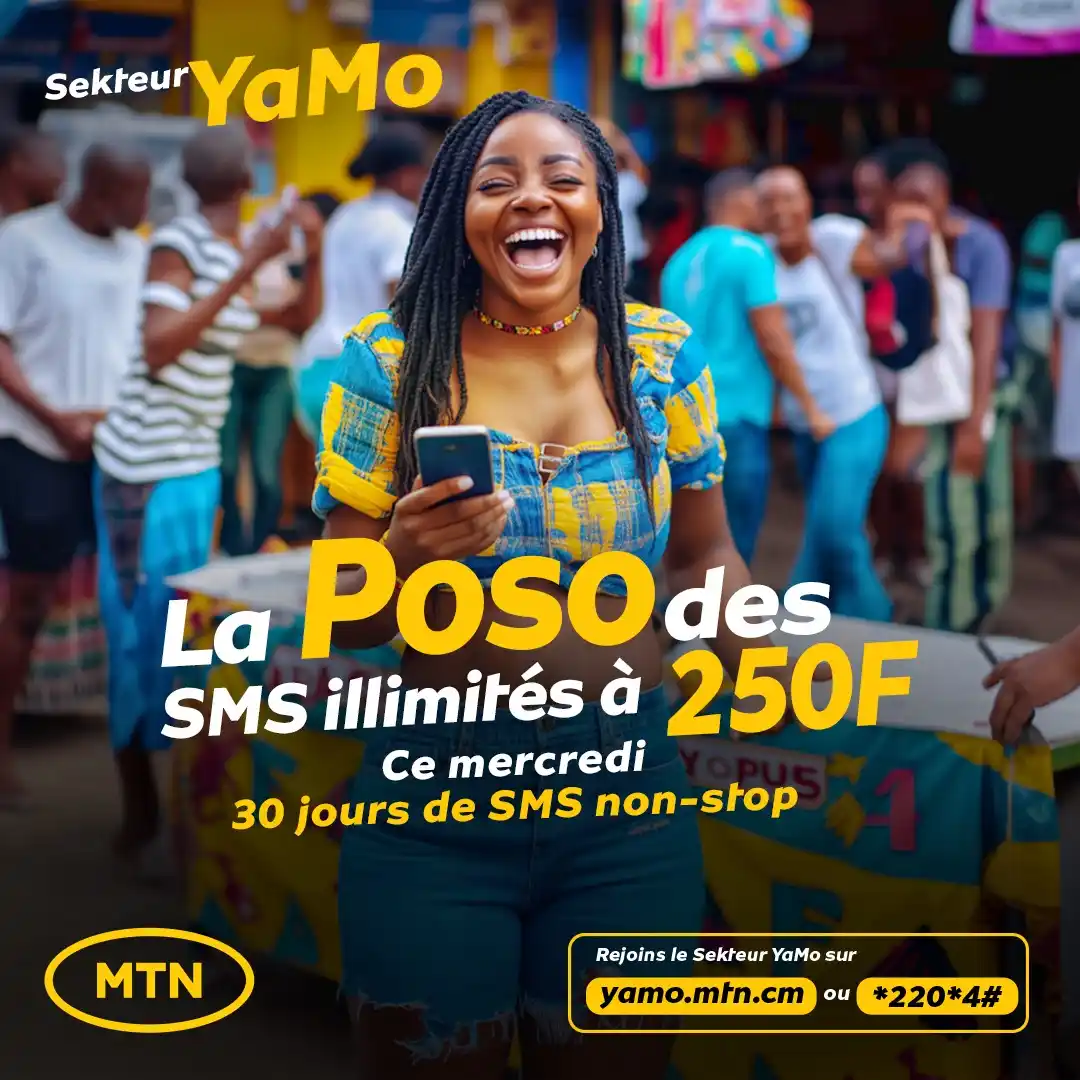 Image from MTN Cameroon: Mercredi, c’est POSO TIME ! 🔥💛 Avec 250F, profite des SMS illimités...