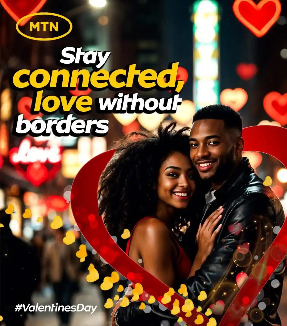 Image from MTN Cameroon: On this Valentine’s Day, let’s remember that love is a deep connection...