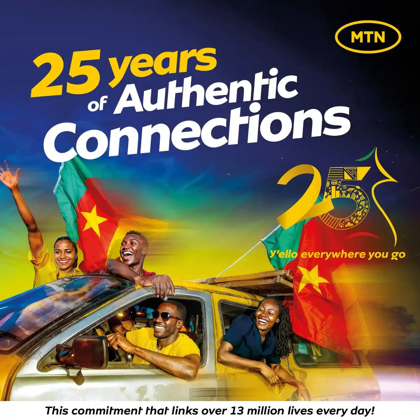 Image from MTN Cameroon: For 25 years, MTN has been connecting dreams and bringing hearts close...