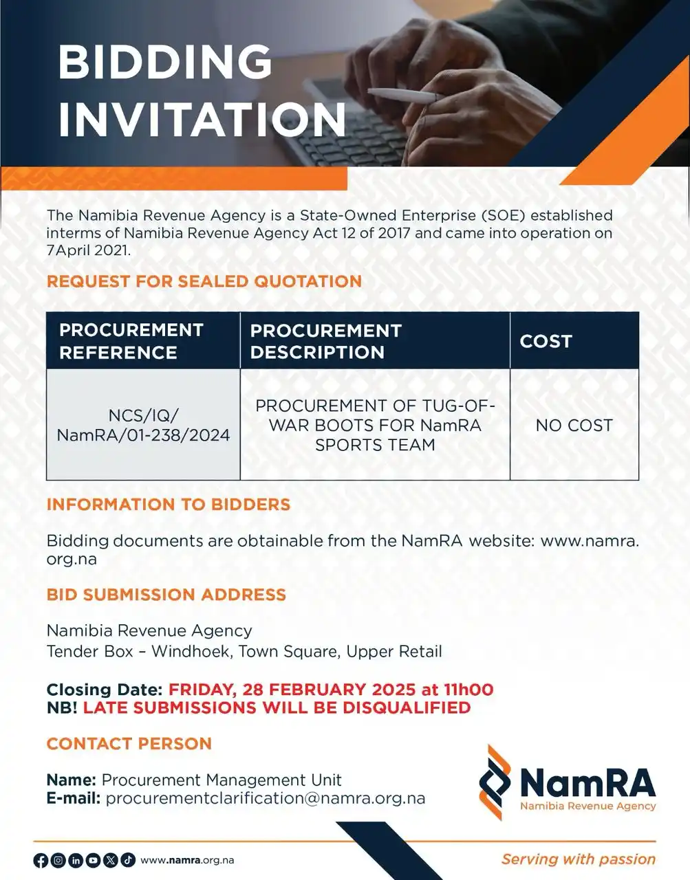 Namibia Revenue Agency - NamRA post