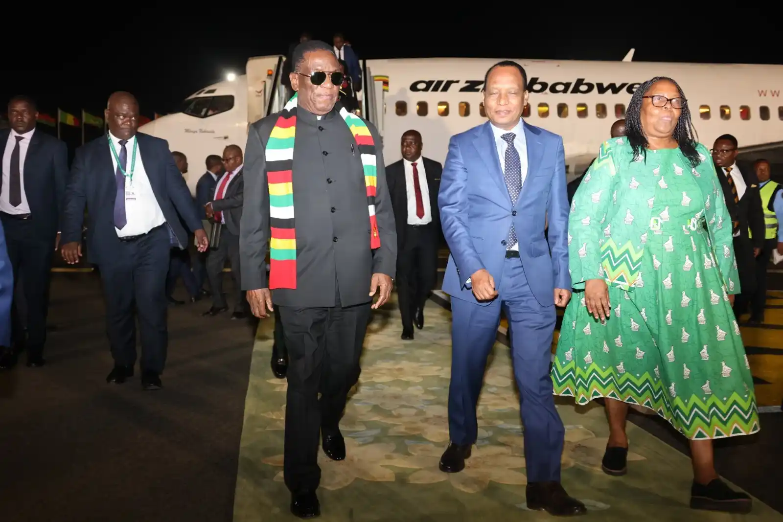 Image from Nehanda Radio: President Emmerson Mnangagwa arriving in Ethiopia for the 38th Ordinar...