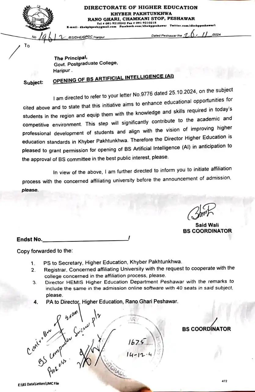 Omar Ayub Khan Haripur post