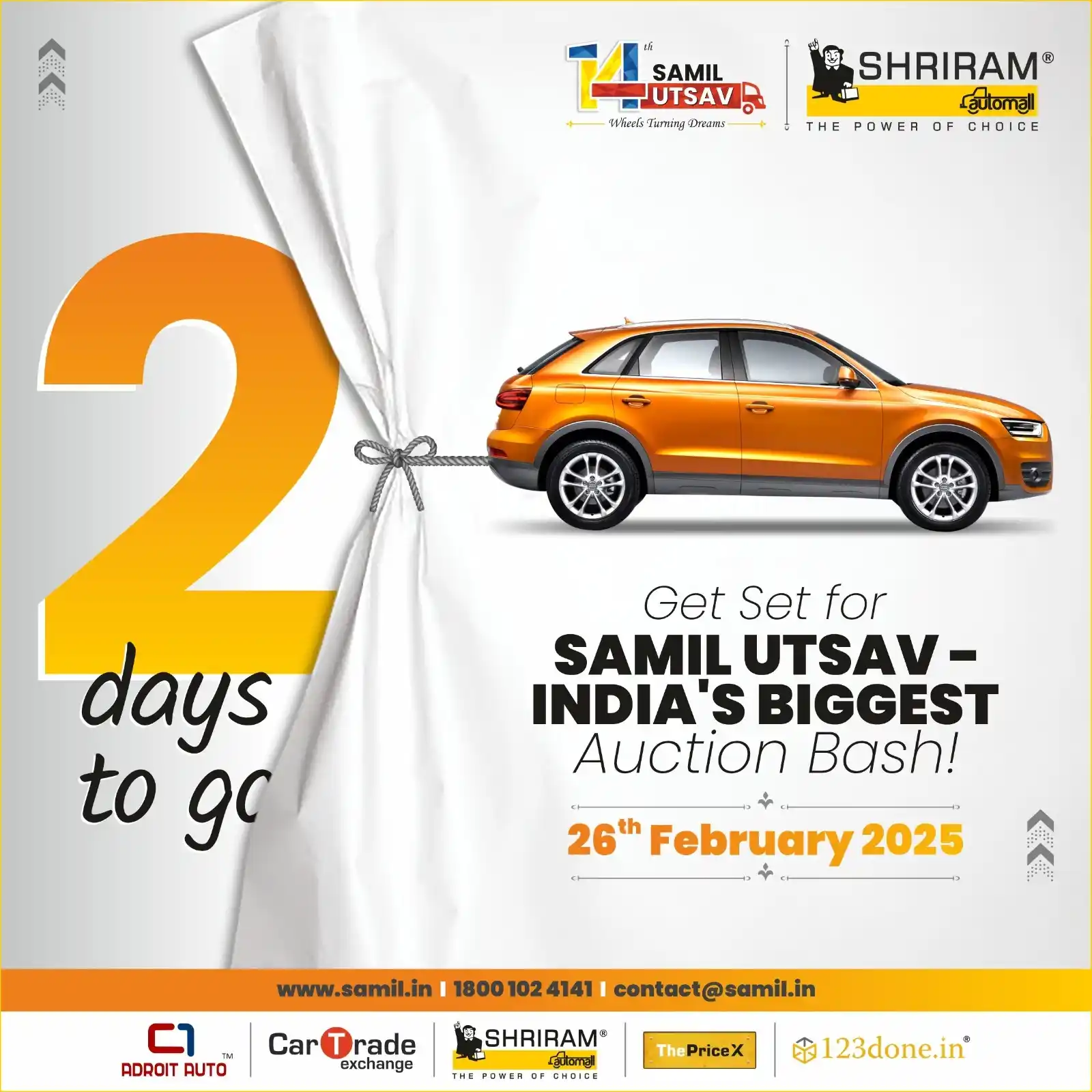 Image from Shriram Automall India Limited: *Tick-tock, it's almost auction o’clock!* 🎊 Just 2 days left for *14...