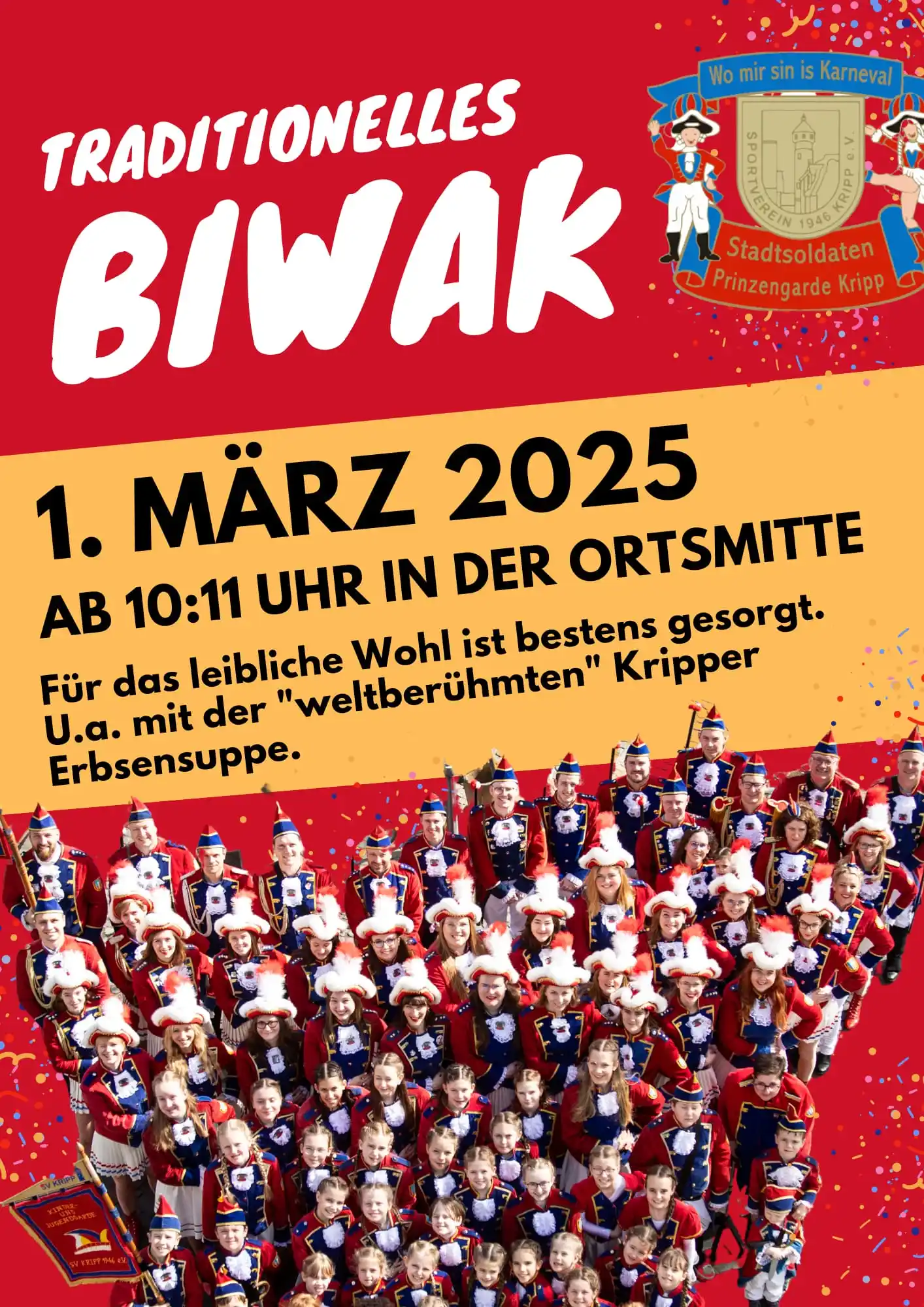 Image from Sportverein 1946 Kripp e.V.: Am Karnevalssamstag, 1. März, laden die Stadtsoldaten/Prinzengarde zum...