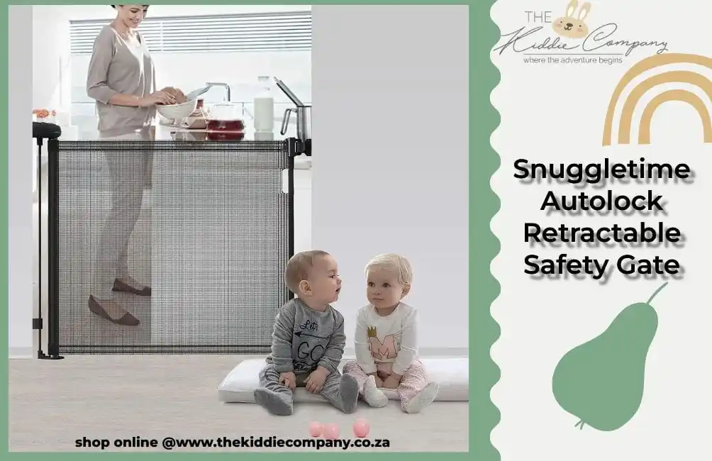 Image from The KIDDIE COMPANY: The Snuggletime Autolock Retractable safety gate is perfect for babies...