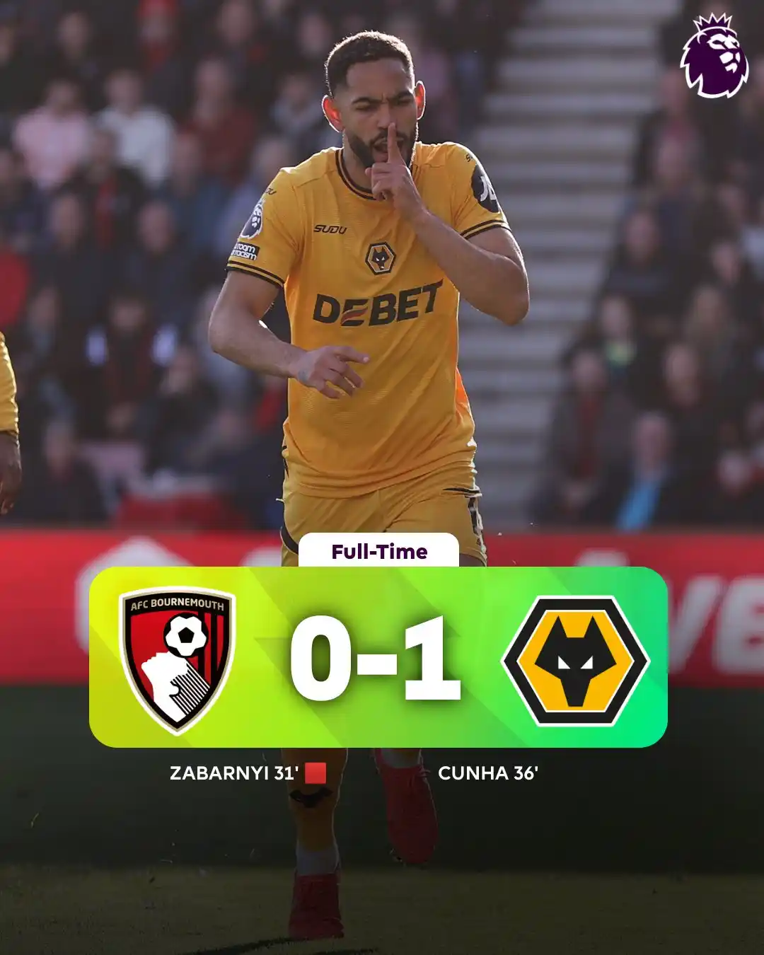 Image from The Sports Planet ⚽: Matheus Cunha's goal makes it back-to-back home defeats for Bournemout...