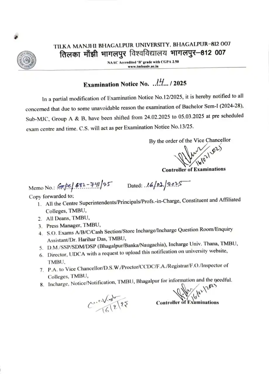 TILK'A MANJHI BHAGALPUR UNIVERSITY, BHAGALPUR, BIHAR (812007) post